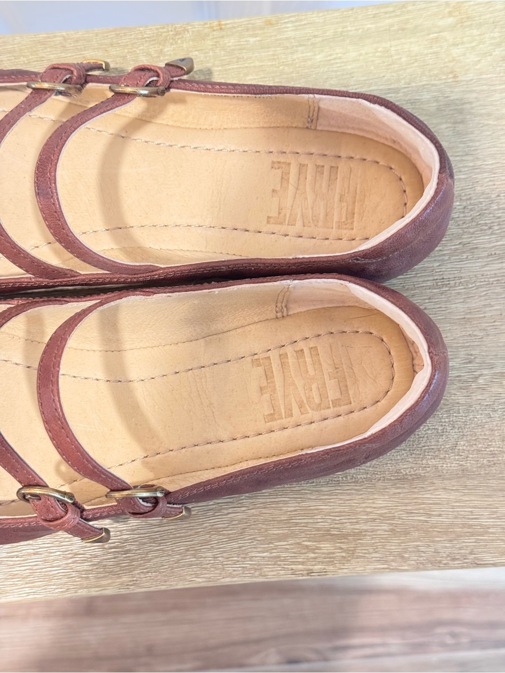 Women’s Double-Strap Ballet Flats in Brown Leather - Picture 7 of 8